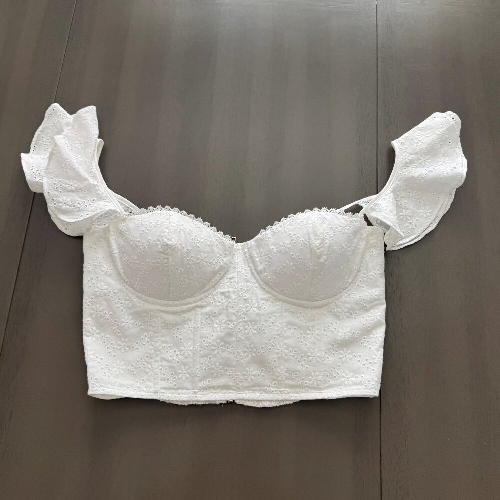 White Sleeveless Bustier Crop Top